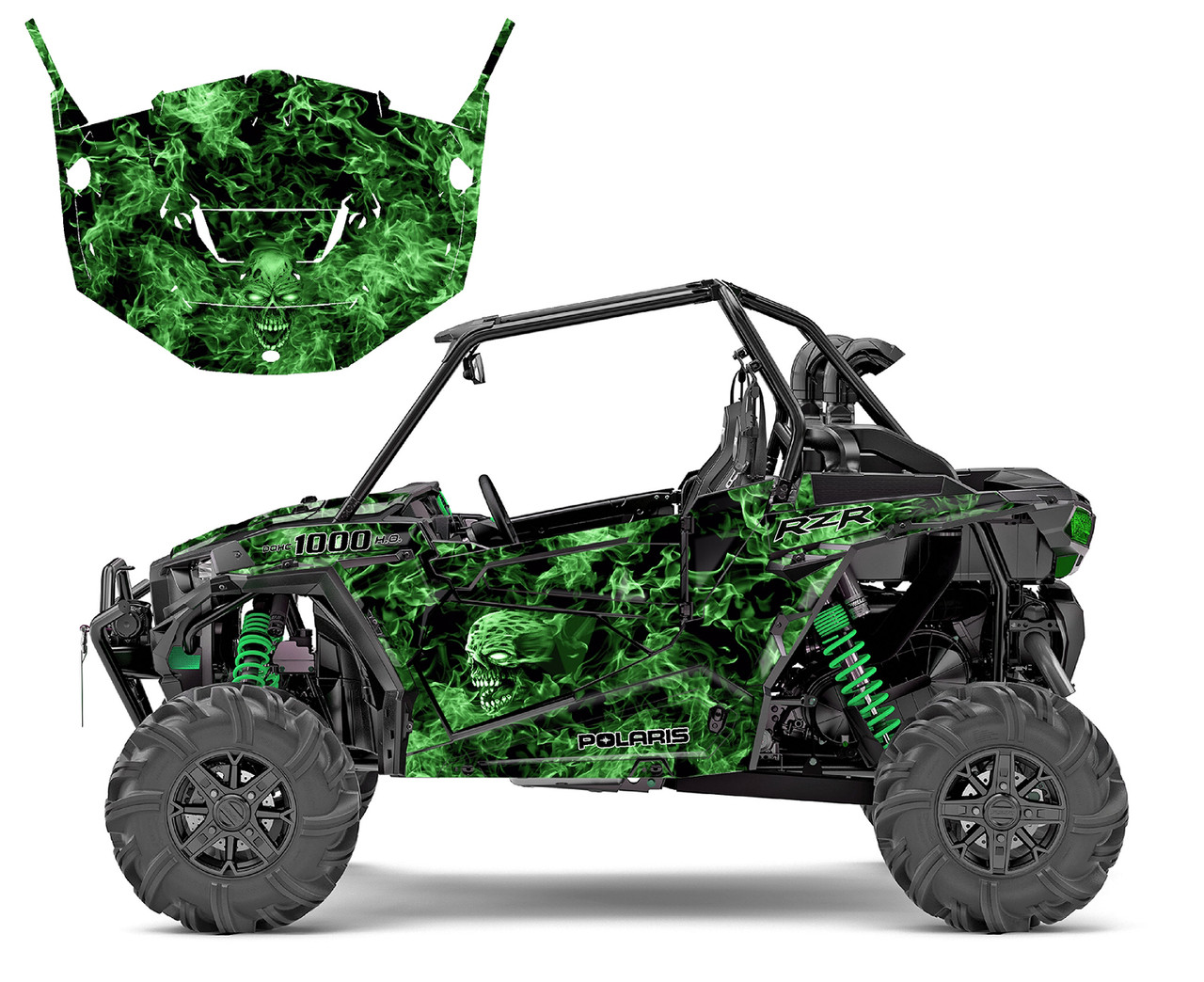 Polaris RZR 1000 custom graphics for 2014 - 2018 with Zombie Skull
