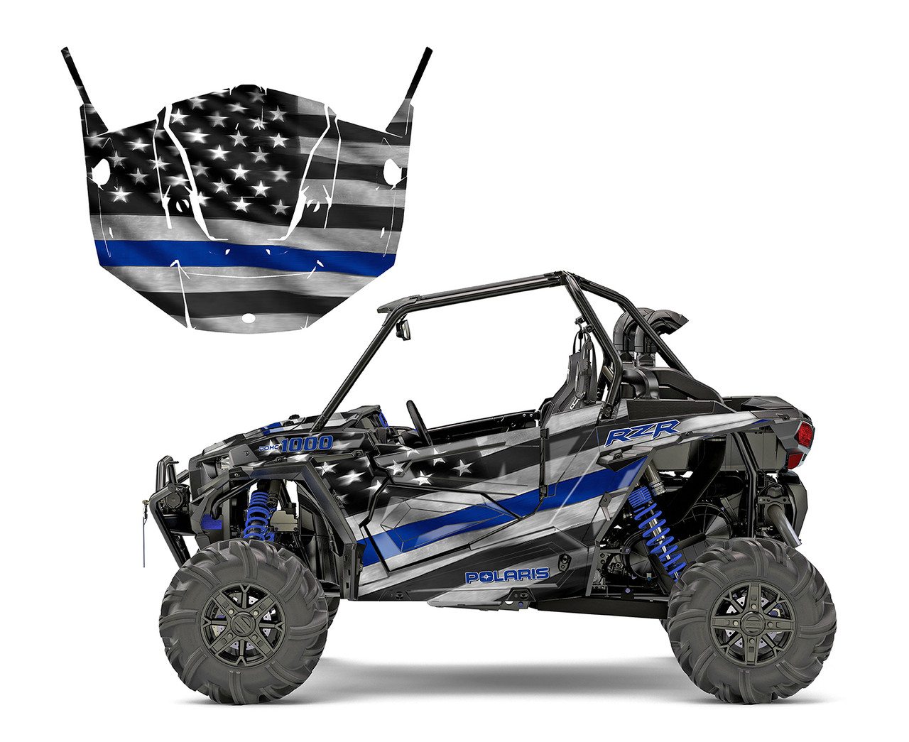 American Flag Thin Blue Line for Polaris RZR 1000 xp