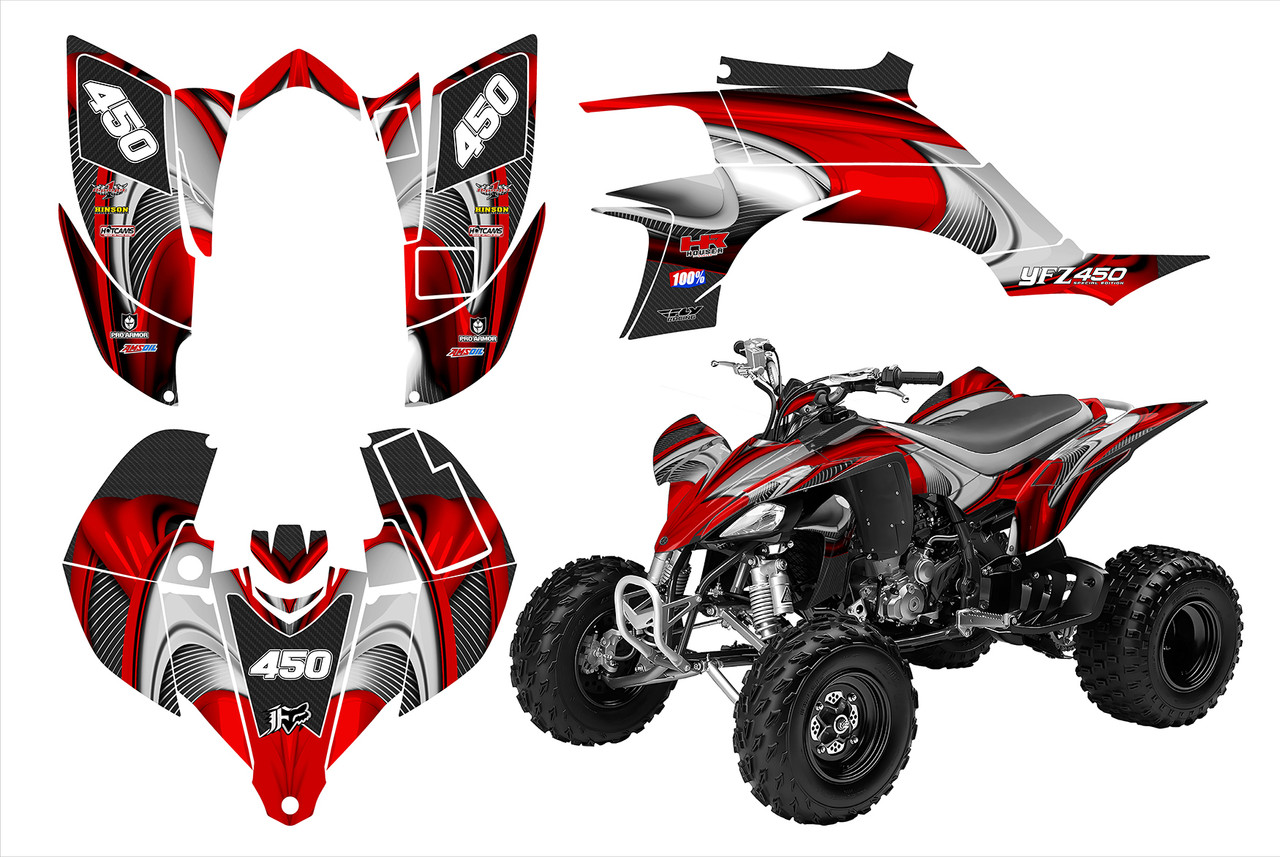 YFZ450売り YAMAHA YFZ 450 FULL GRAPHICS KIT ''50TH ANNIVERSARY BLACK'' DESIGN
