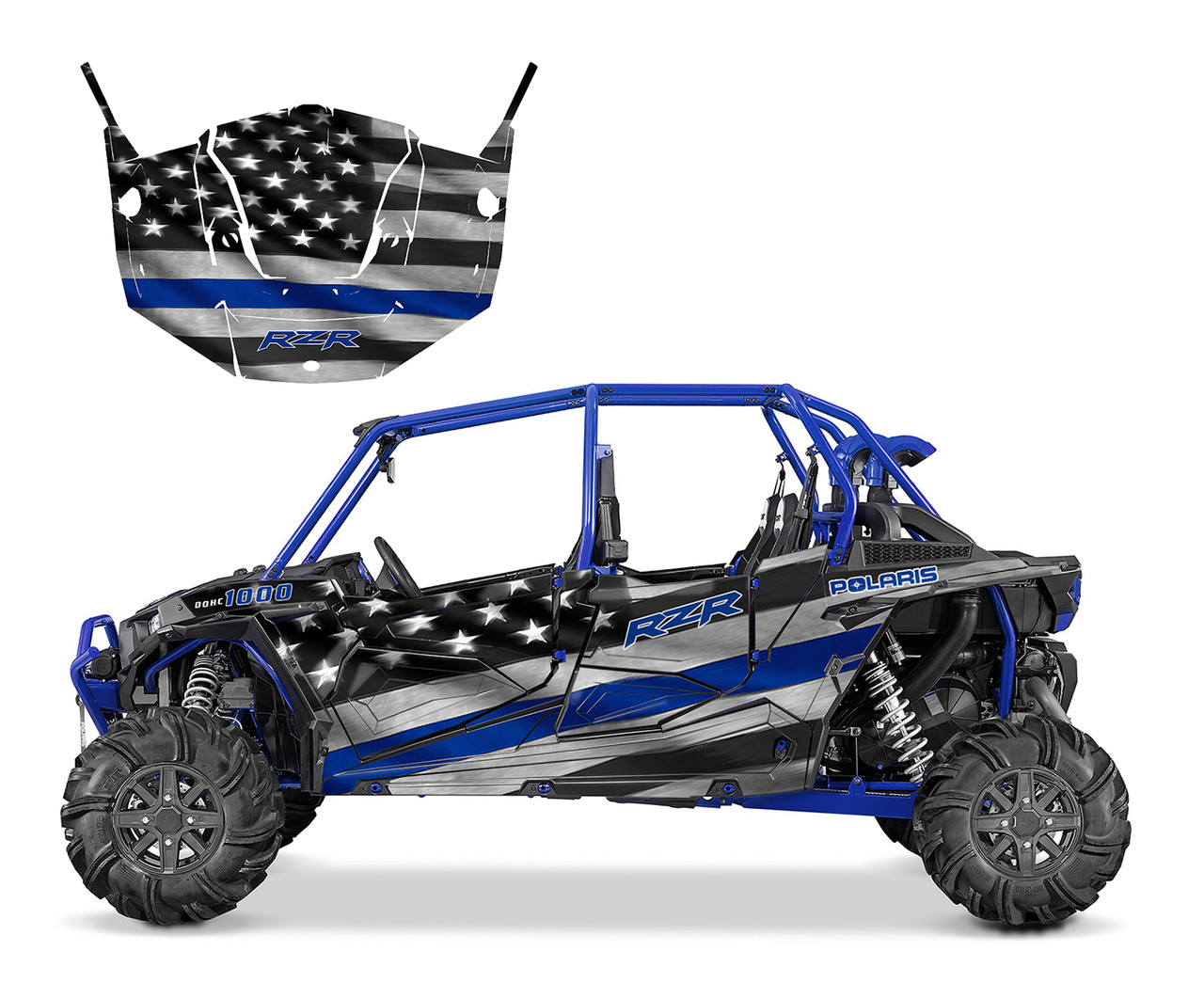 RZR4 1000 graphics with Thin Blue Line design