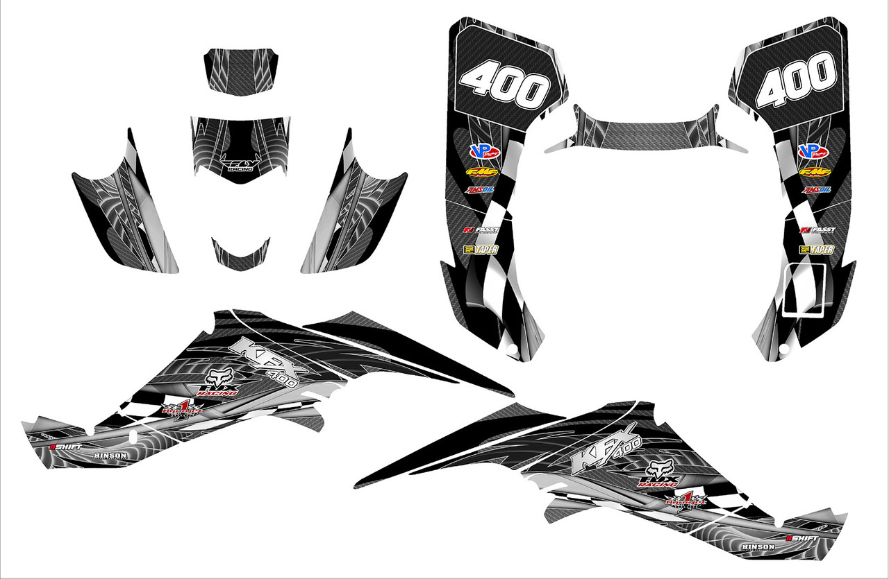 KFX400 graphics decal kit designed by All Motor Graphics