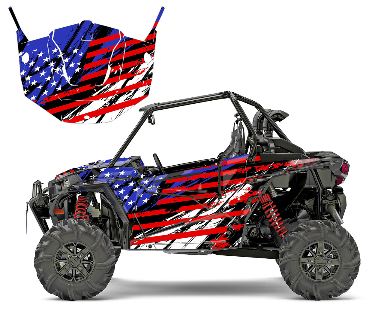 American Flag Racing Stripes fits Polaris RZR 1000