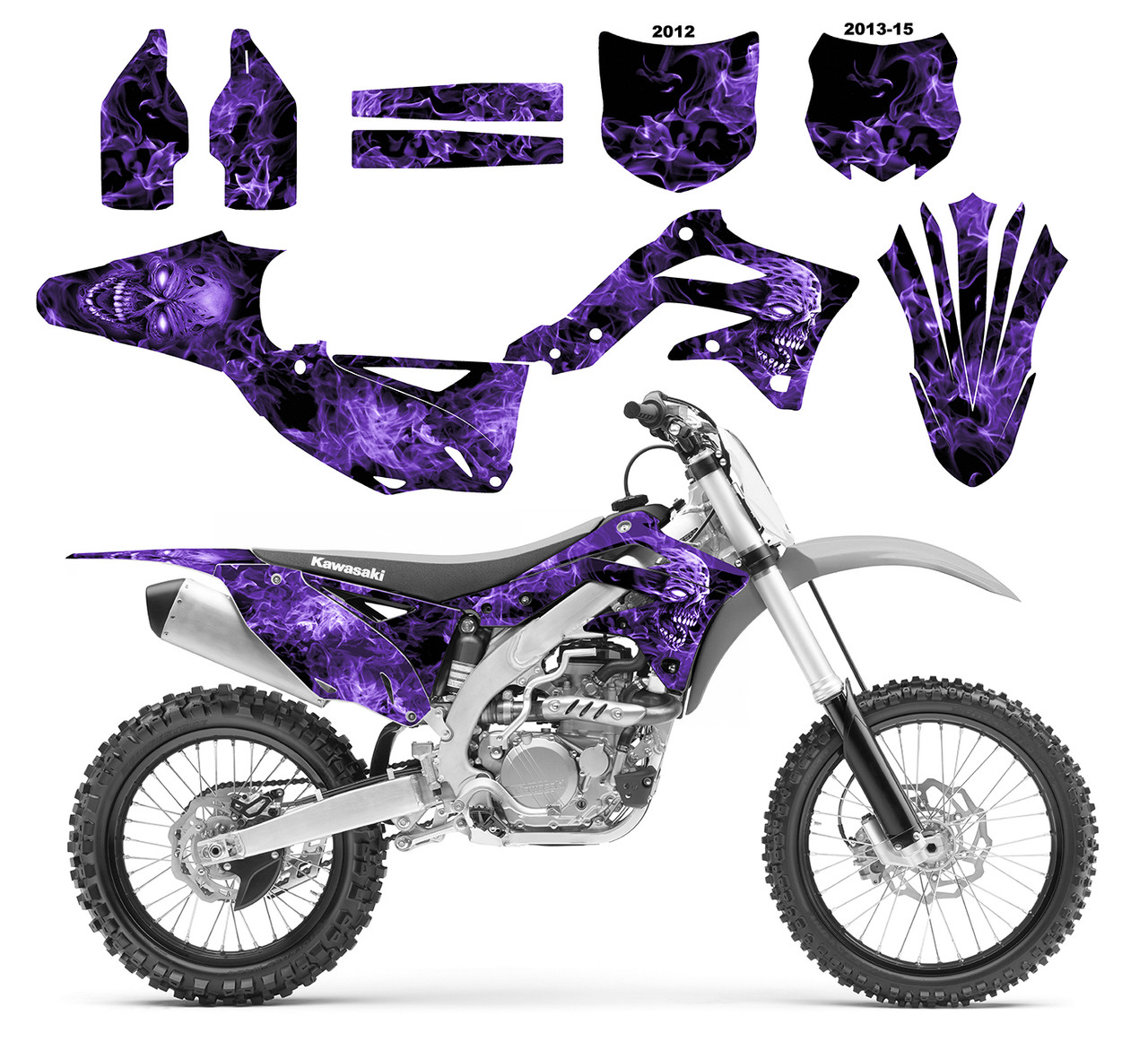 フラワーオブライフ Kalair GFX Graphics Kit for Kawasaki KX 450 F (2013-2015) Stellar  Series Purple Mil-Dirt pit bike bike tickers, dirtbike racing decal  automotiv