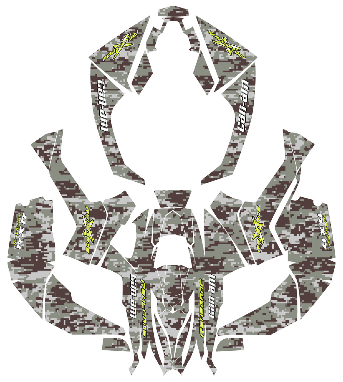 2008 Can-am Renegade 1000 Digital Camo Graphic kit high coverage