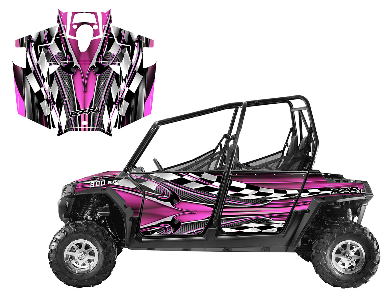 Polaris RZR4 800 wrap graphics for 2011 - 2014 design #2500