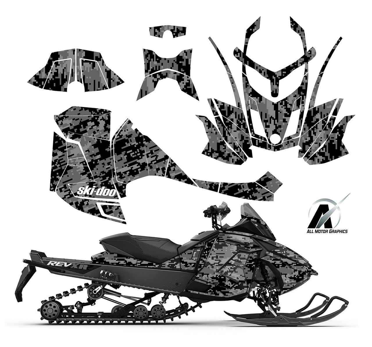 Black Metal Digital Camo graphic kit for Ski-doo XR 1200 sled