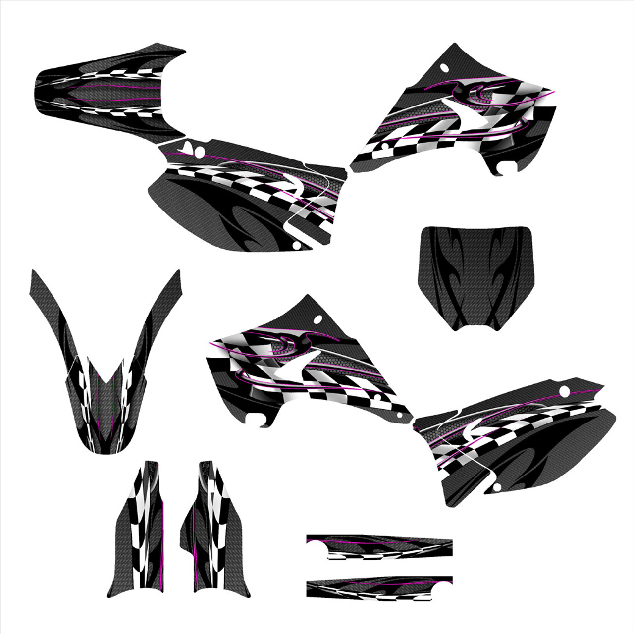 2005 Kawasaki KX 250 or KX 125 dirt bike graphics for black plastics