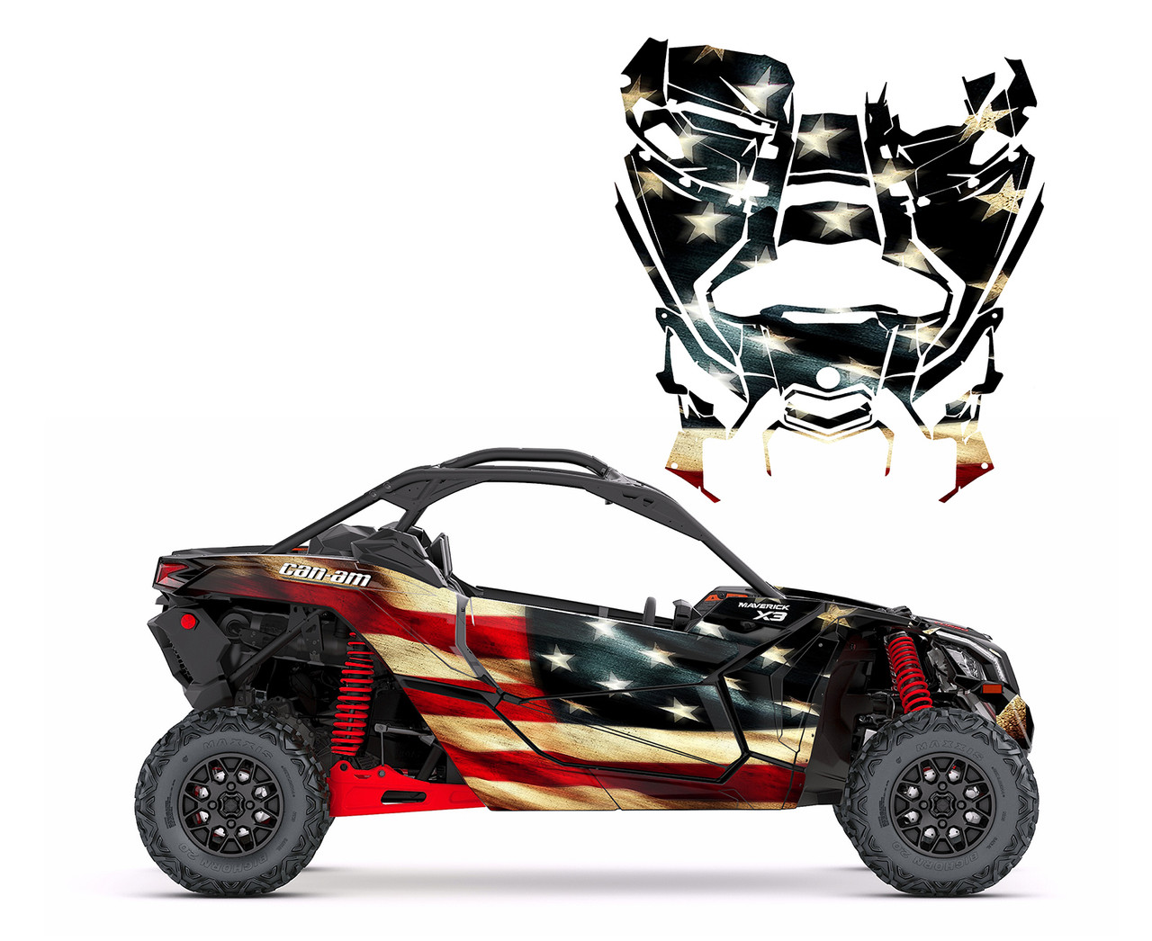 Tattered American Flag wrap graphics kit for Maverick X3