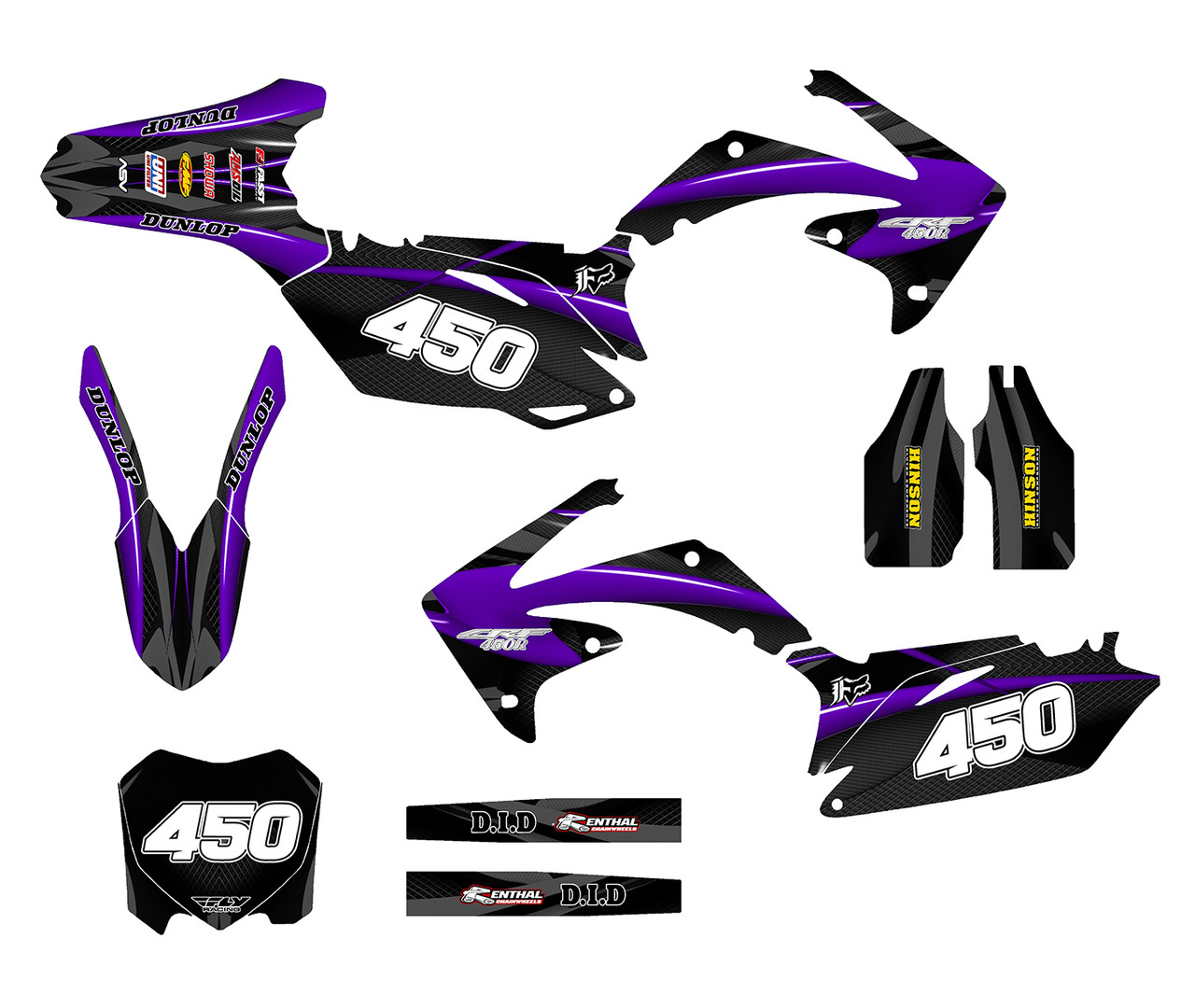 Purple Honda CRF450r custom graphics kit