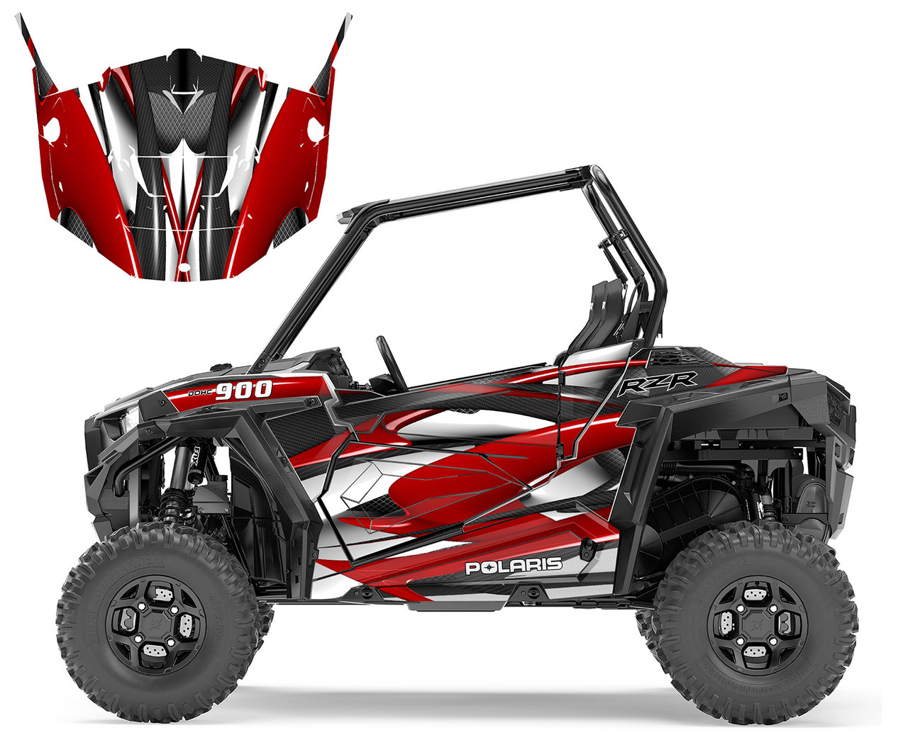 2015 Polaris RZR900xp, 900 trail graphics wrap kit in red