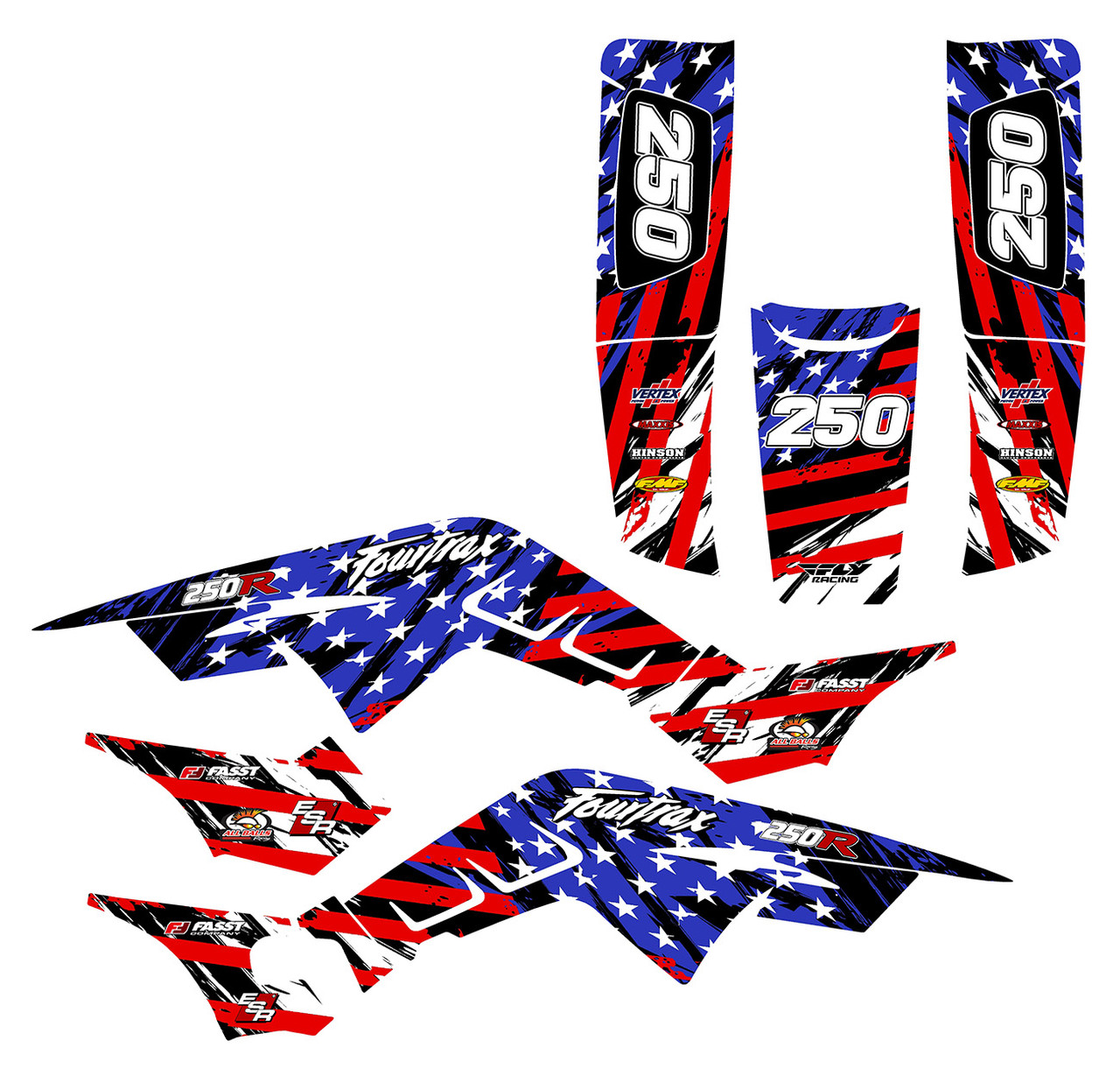 Honda TRX250R graphics American Flag Racing Stripes