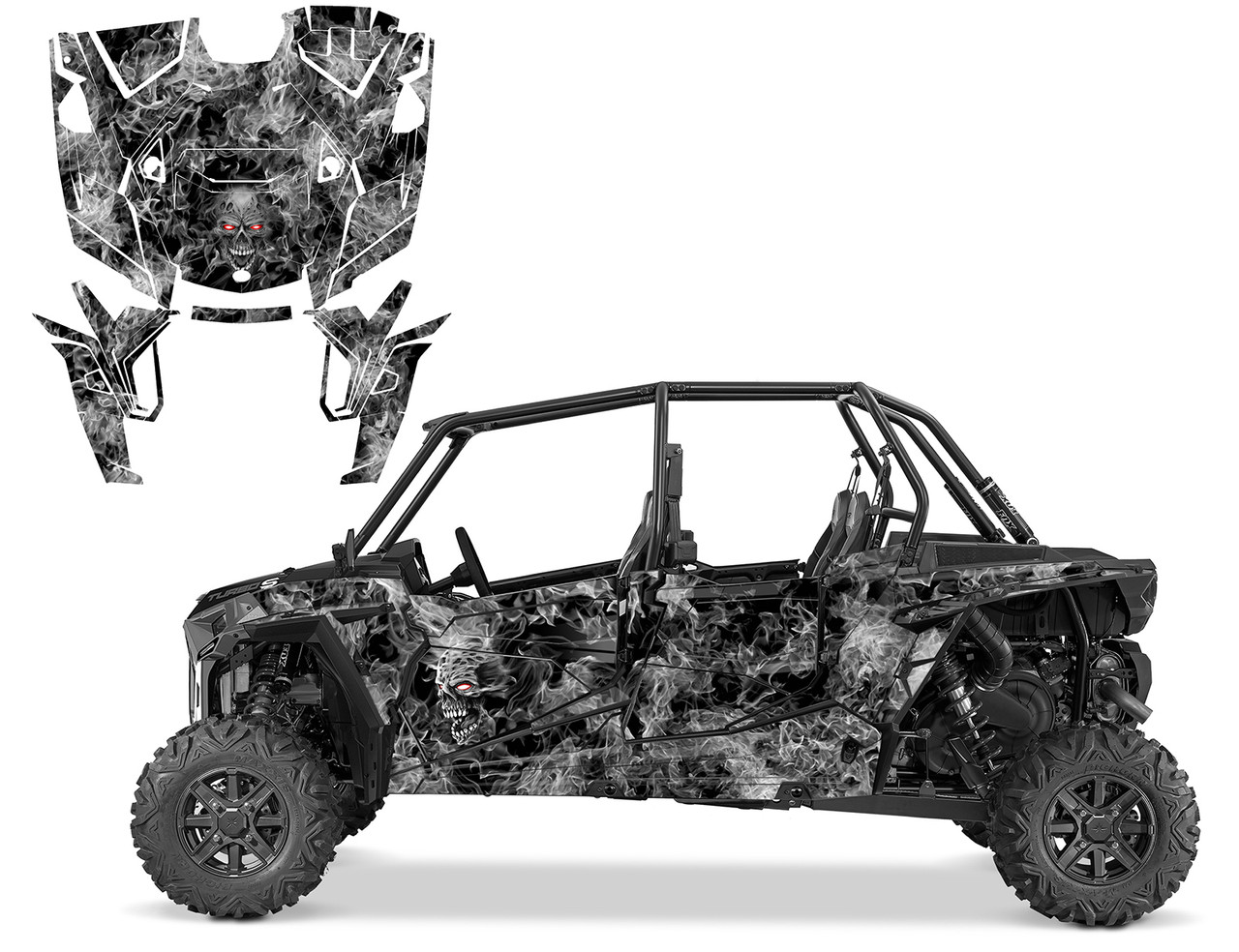 New 2022 RZR 4 turbo S graphics with Flaming Zombie design