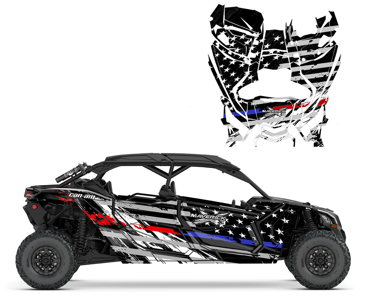 Thin Red Blue Line Flag graphics wrap kit for Can am X3 Max