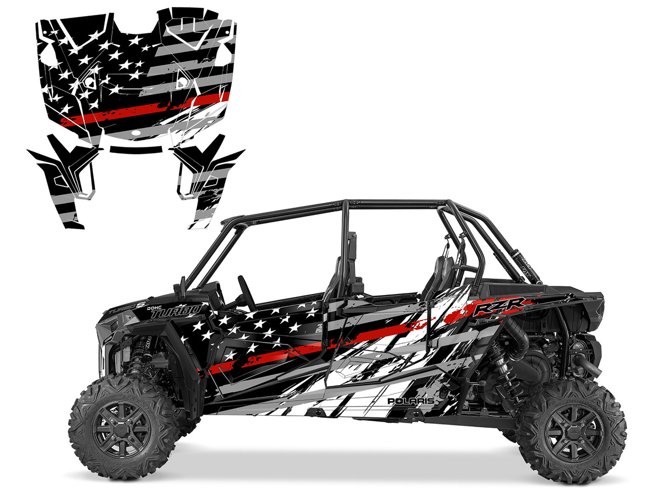 The Thin Red Line Racing Flag design for 2022 RZR 4 turbo S