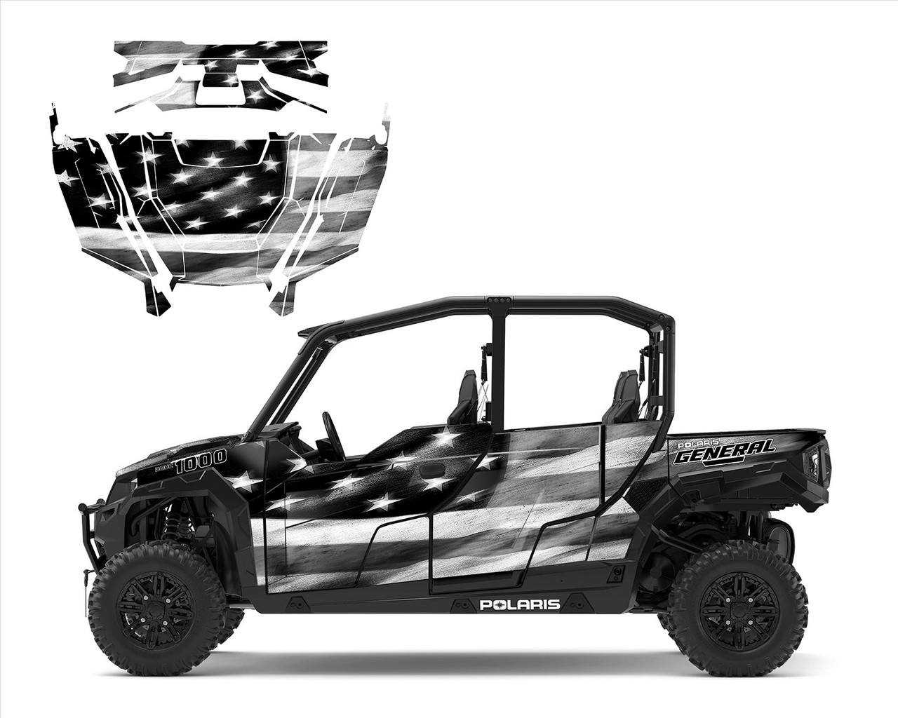 Polaris General 4 XP 1000 graphics wrap design Tattered American Flag