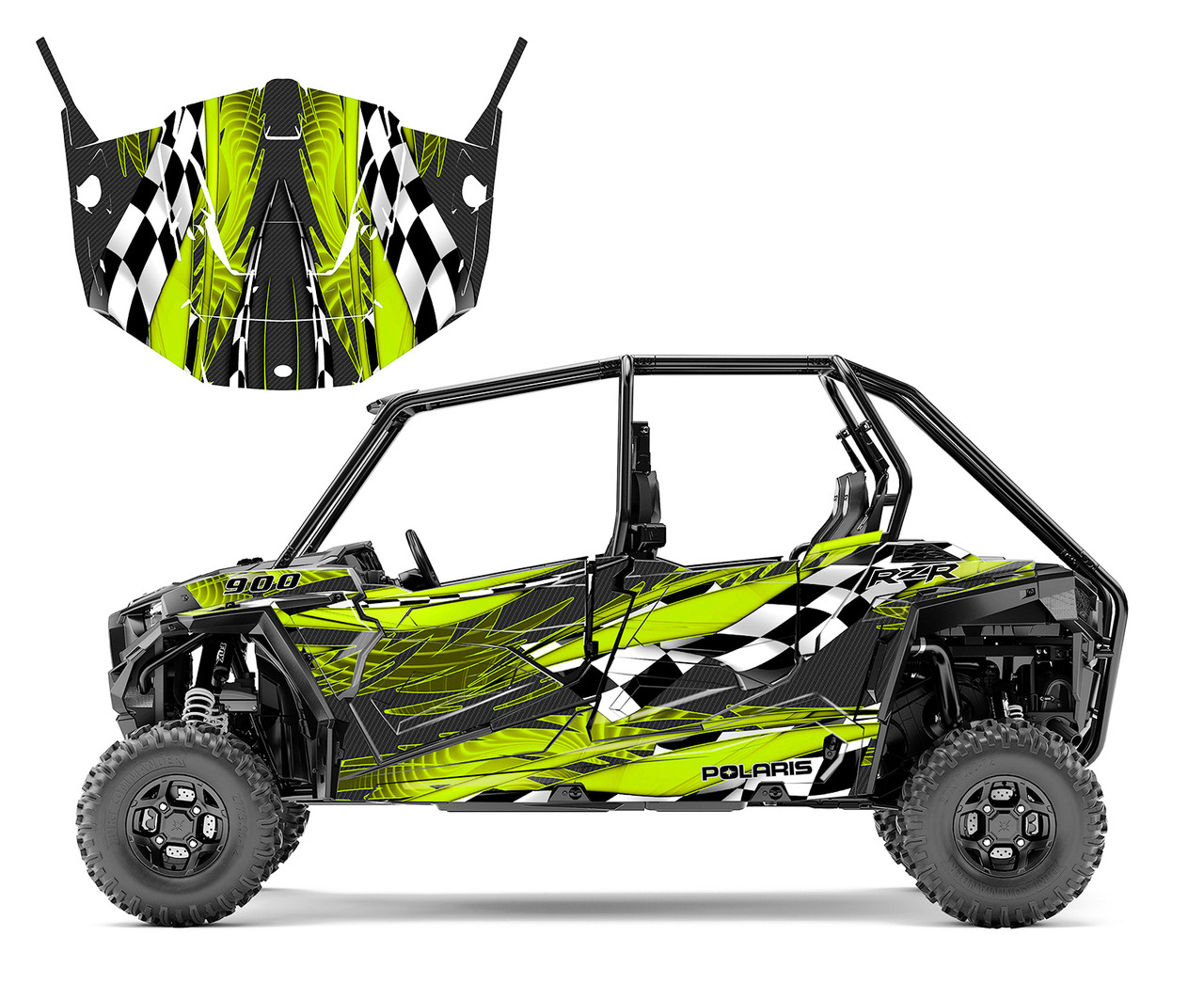 2018 RZR XP4, S4 graphics decal kit design 3500 neon green