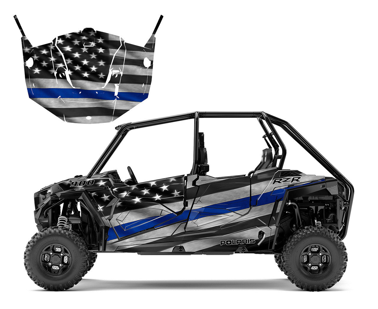 RZR xp4 900 4-seater graphics with The Thin Blue Line Flag