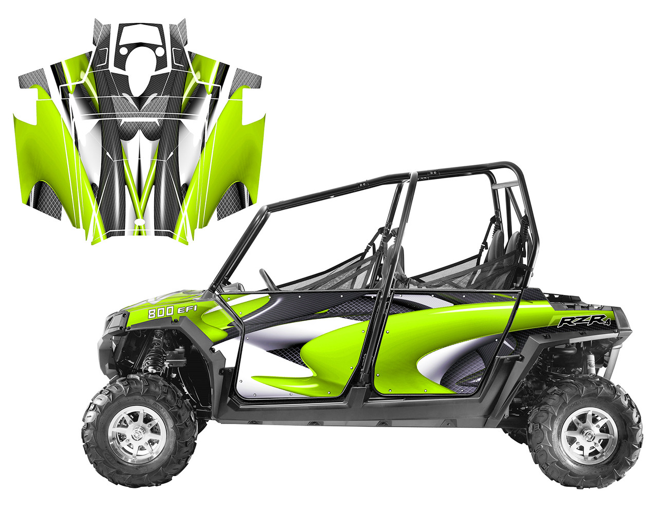 Polaris RZR4 800 wrap graphics for 2011 - 2014 design #1533