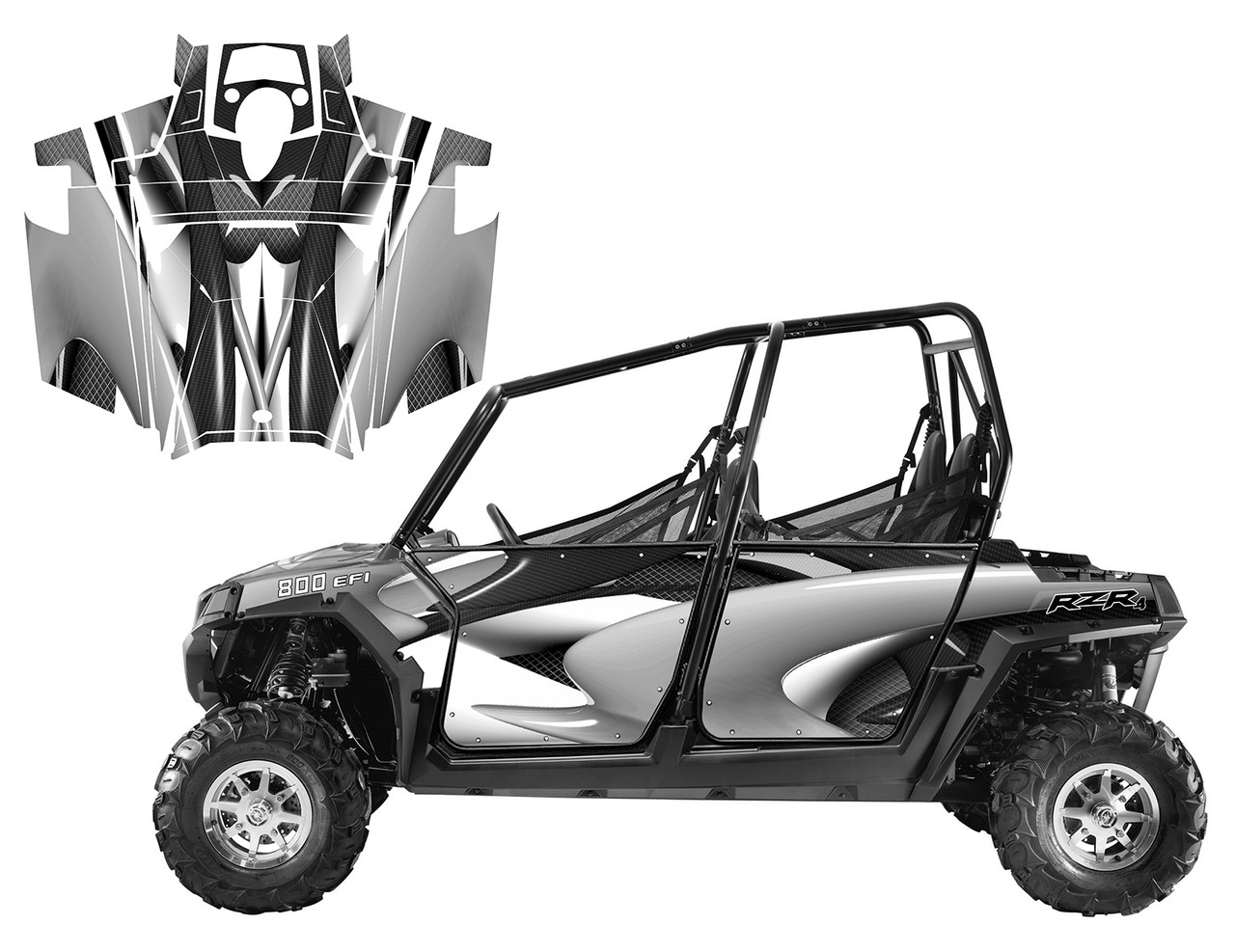 Polaris RZR4 800 wrap graphics for 2011 - 2014 design #1533