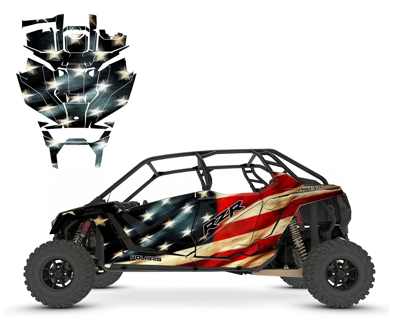 2020-22 RZR4 PRO-R PRO XP 4-seater Tattered American Flag Design 9750