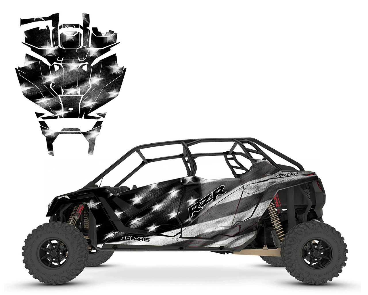 2020-24 RZR4 PRO-R PRO XP 4-seater Tattered American Flag Design 9750
