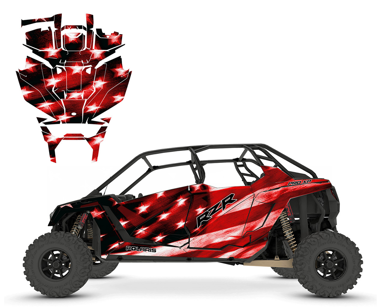 2020-24 RZR4 PRO-R PRO XP 4-seater Tattered American Flag Design 9750