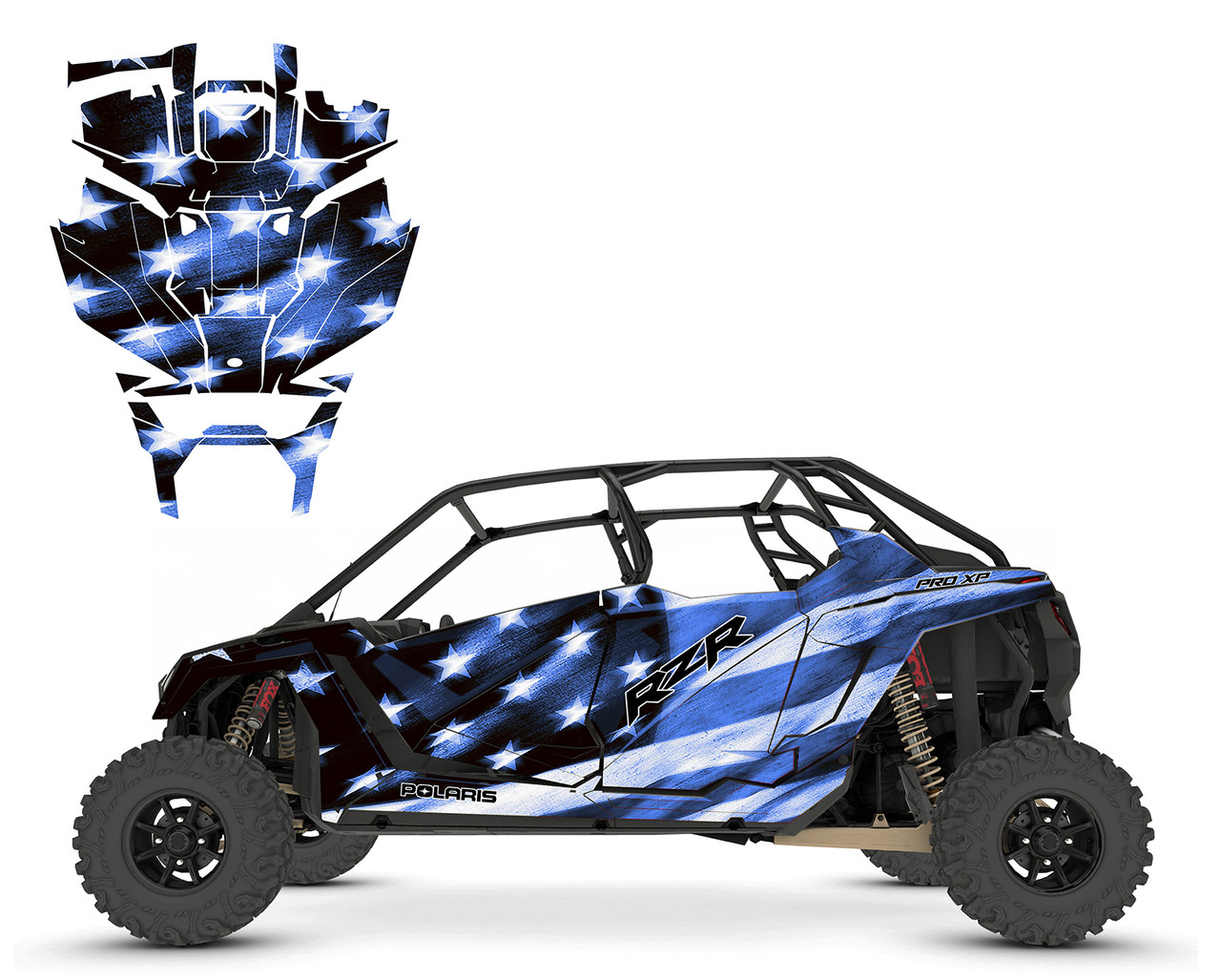 2020-24 RZR4 PRO-R PRO XP 4-seater Tattered American Flag Design 9750