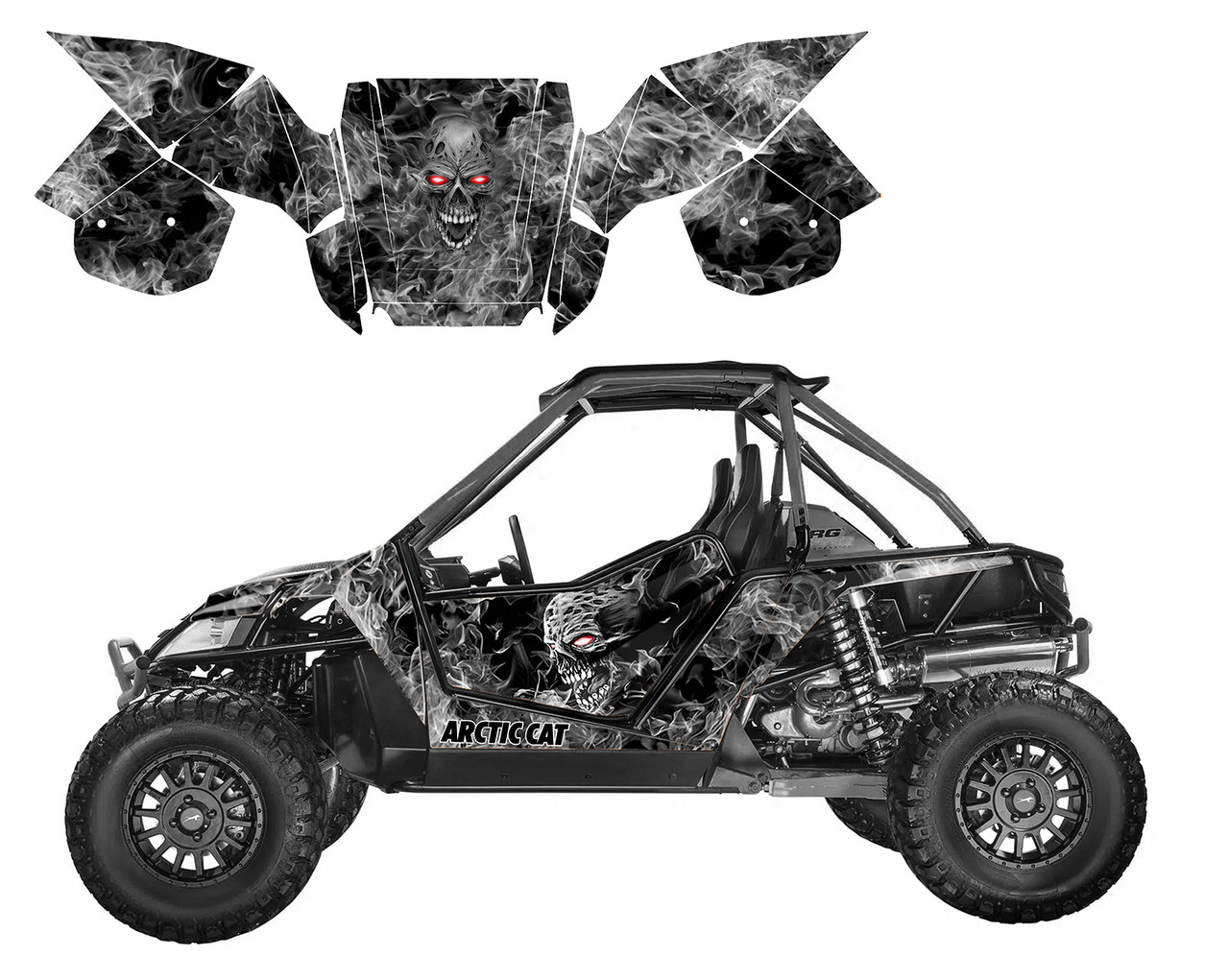 Wildcat 1000 graphics wrap kit with red eyes zombie skull