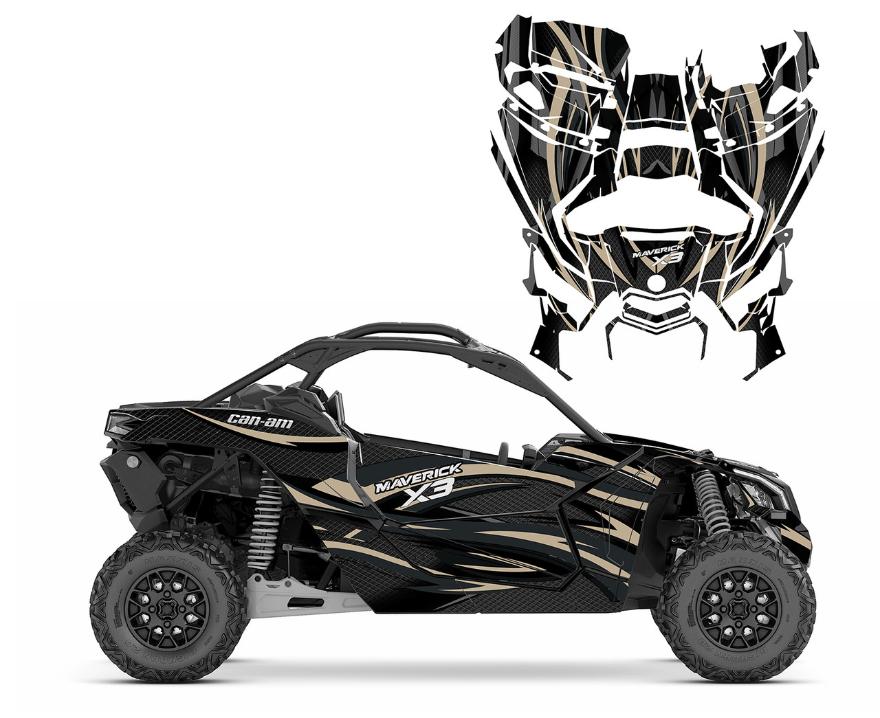 2022 Can am Maverick X3 Desert Tan graphics wrap kit