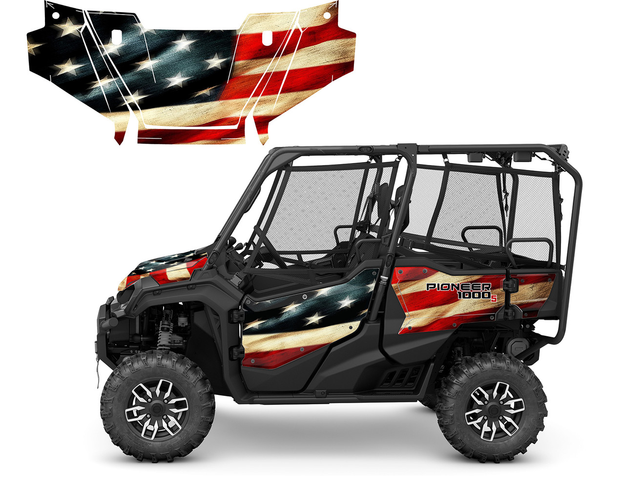 Honda Pioneer 1000-5 Limited Deluxe 2016-19 Tattered Flag graphics wrap kit