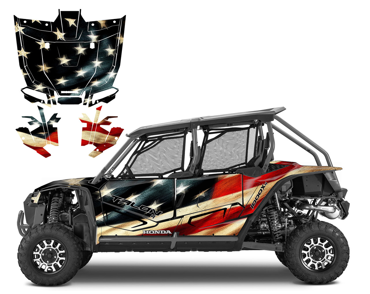 Honda Talon 4 seater side x side Tattered Flag graphics wrap kit