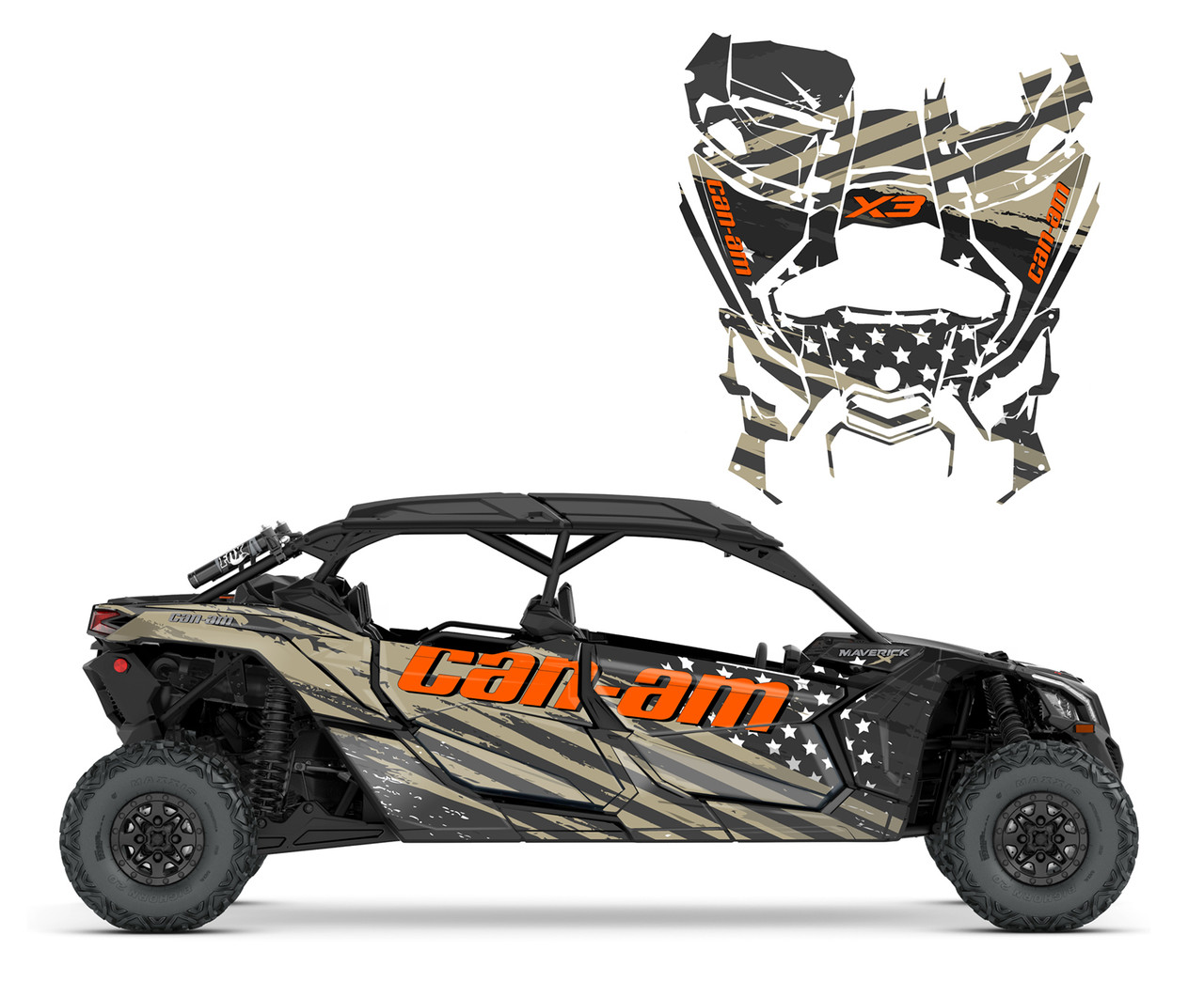Maverick X3 MAX 4-Seater Desert Tan American Flag #9055