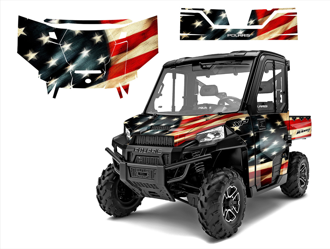 2016-2017 polaris Ranger XP 570, 900, 1000 EPS graphics kit Tattered American Flag