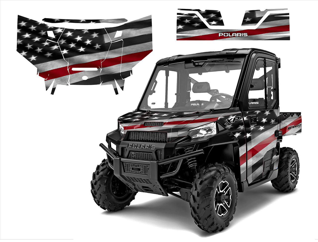 2016-17 Ranger XP 570, 900, 1000 design Thin Blue, Red, Green Line Flag