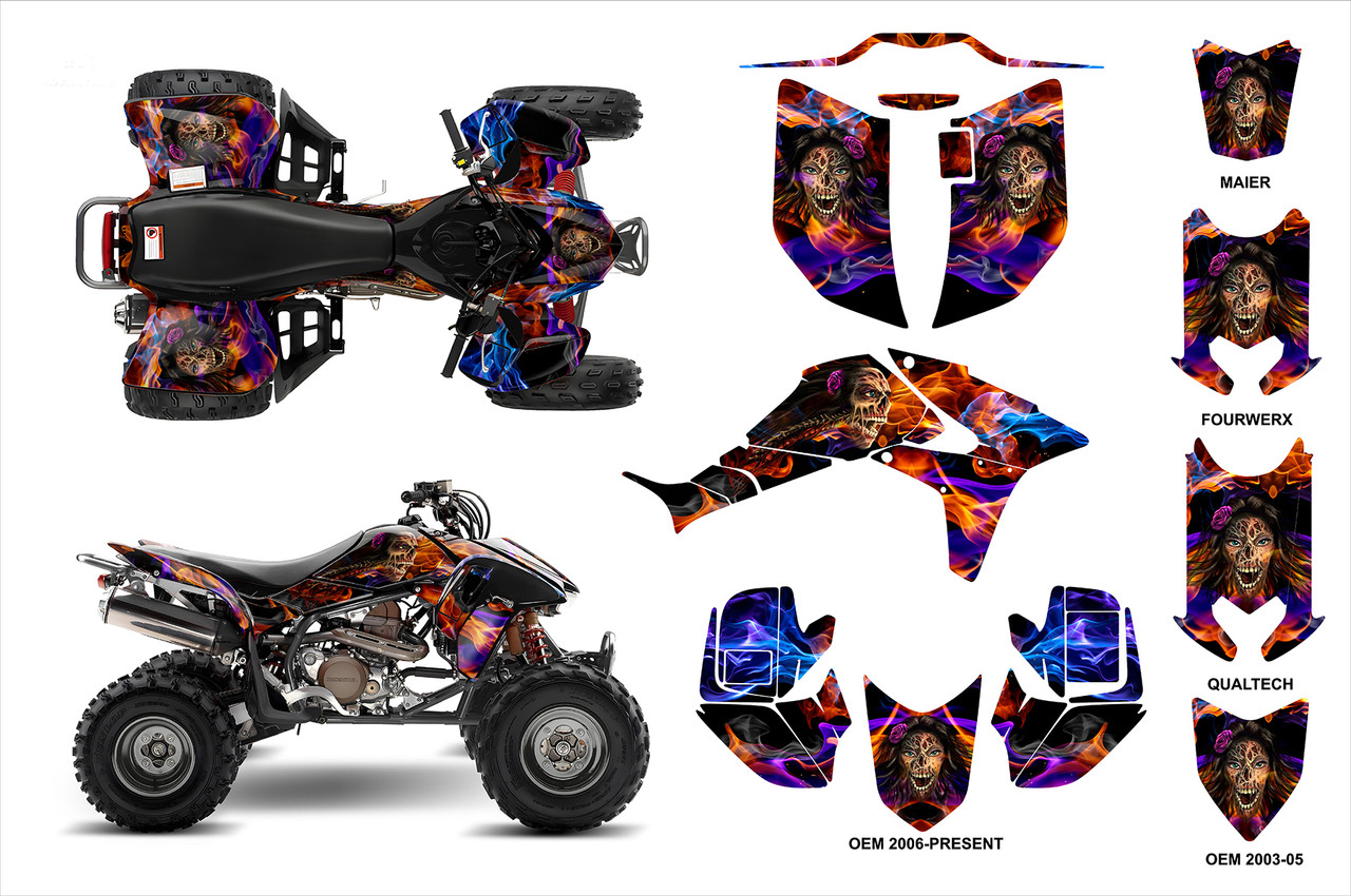 TRX - 美品 TRX 450R 2004-18 Flaming Zombie Girl 9701