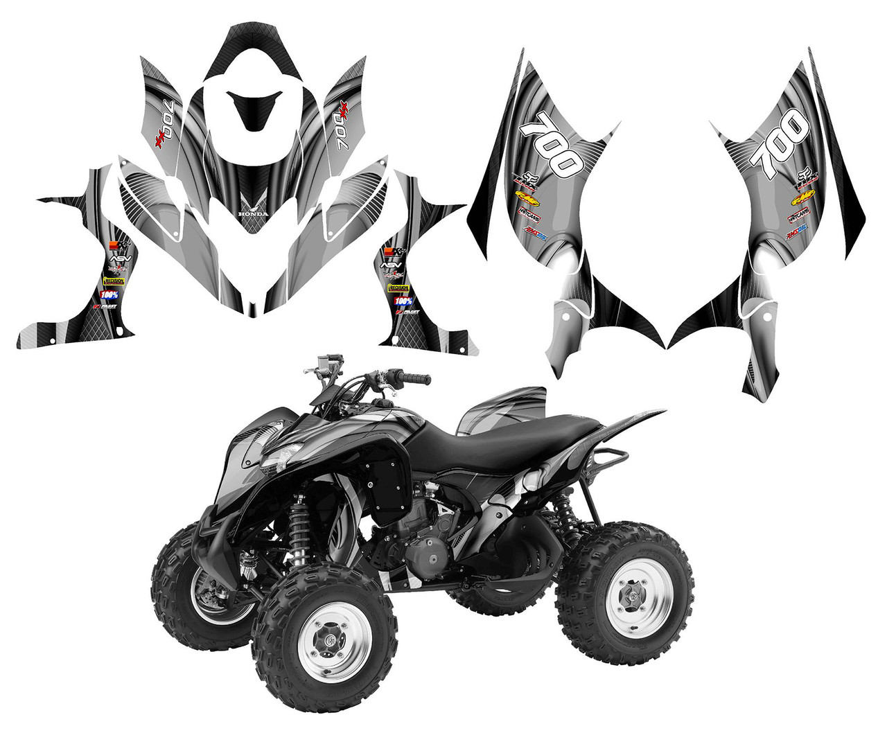 Honda TRX 700xx ATV graphics wrap kit design #3715 Metal