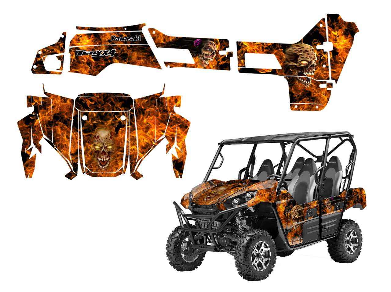 2008 Kawasaki Teryx side by side graphics with Zombie Skulls