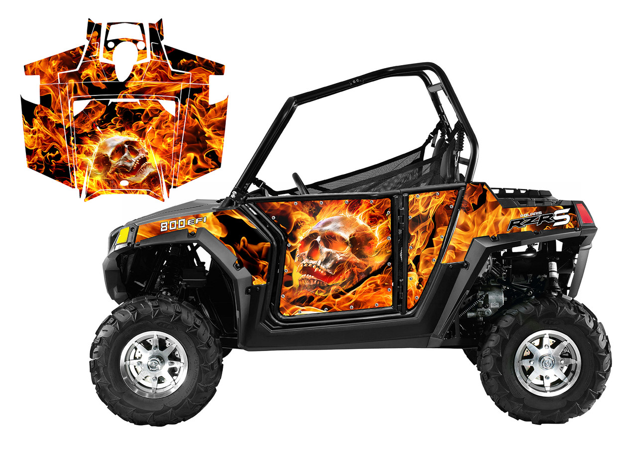 2011-2014 Polaris RZR 800, 800s with Fiery Skull designed by All Motor Graphics