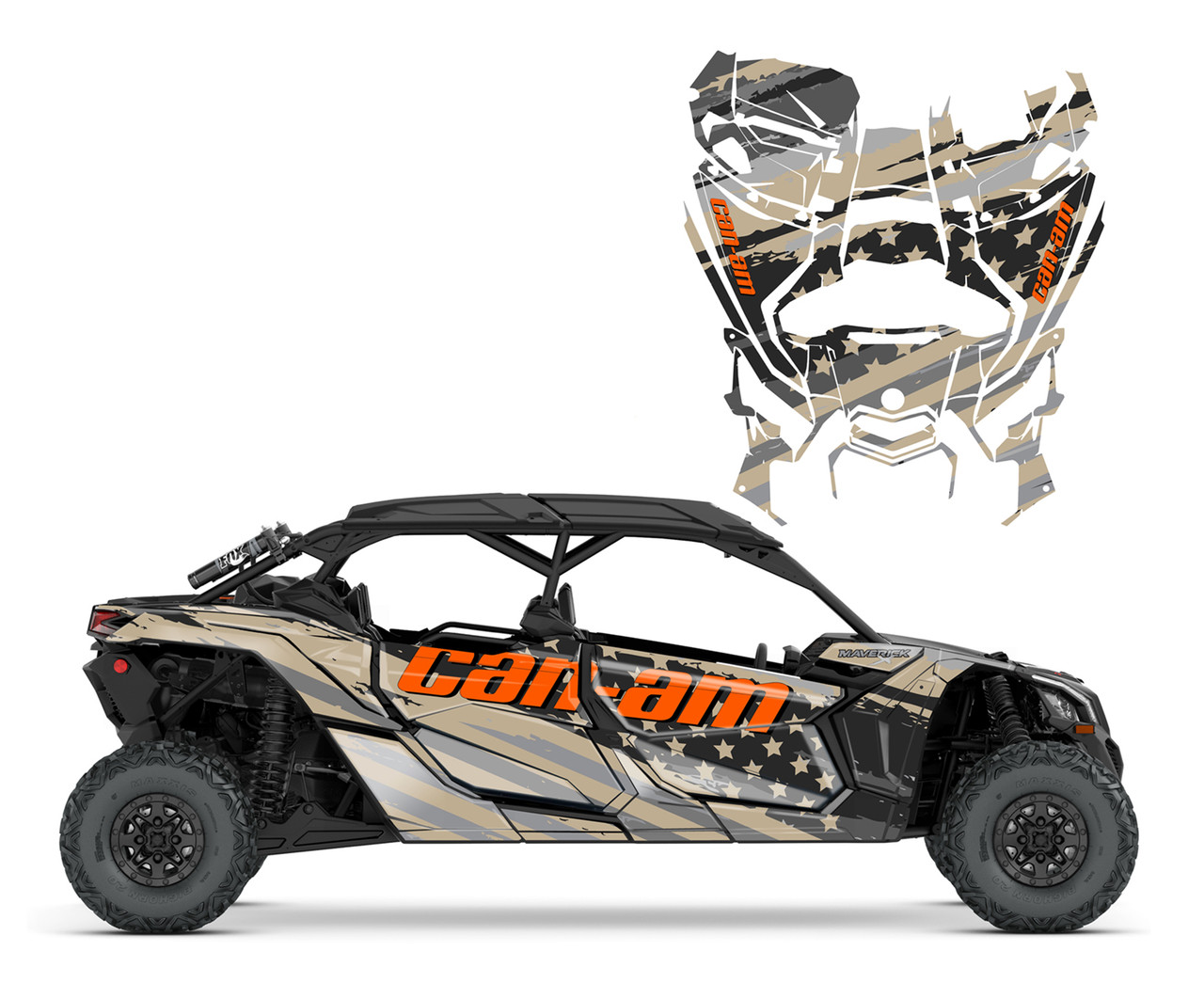 Can am Maverick Max desert tan Flag graphic wrap kit