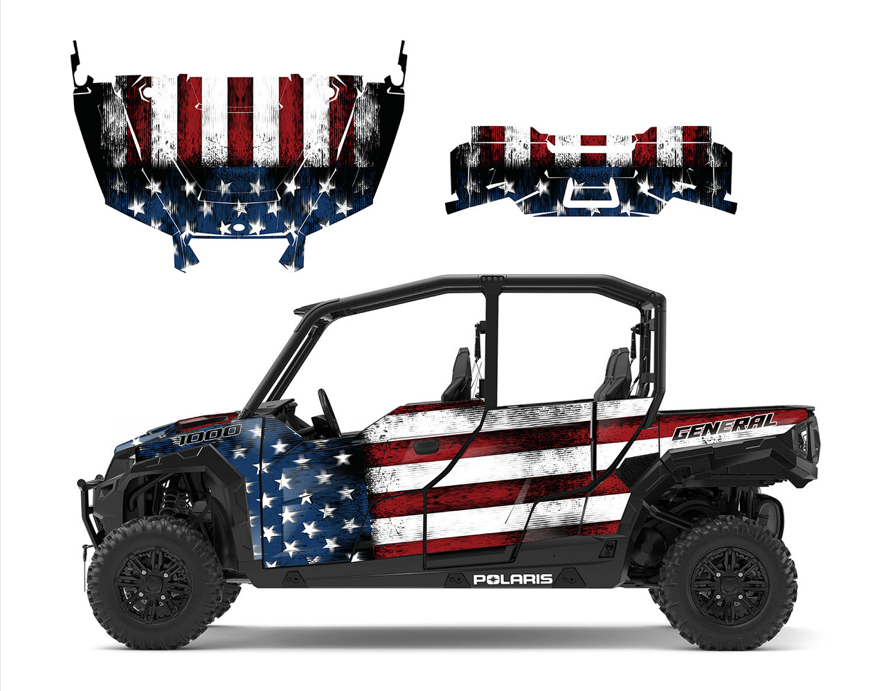 Polaris General 4 XP-1000 Speeding Flag graphic decal kit