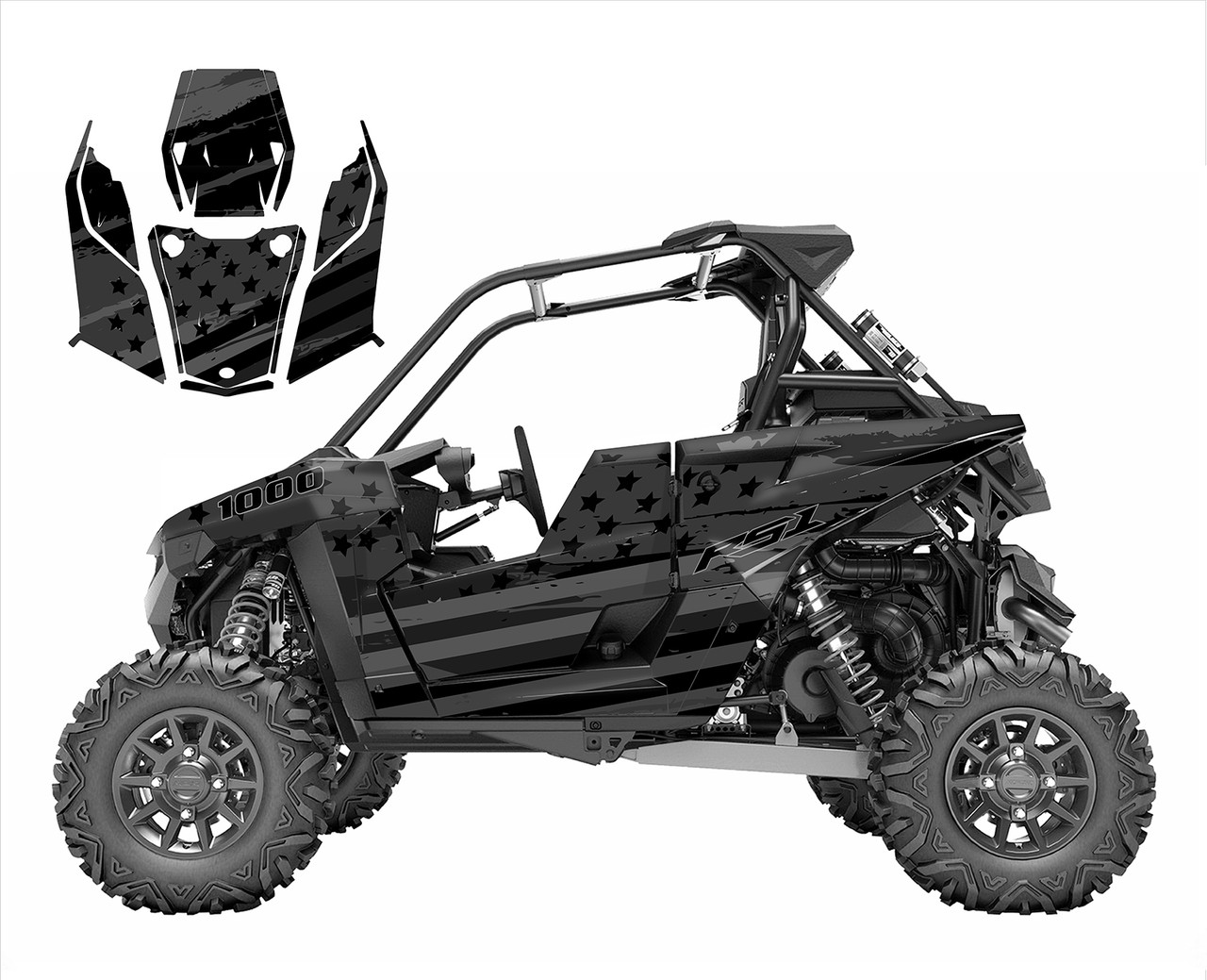 Black Flag graphics decal kit for Polaris RS1