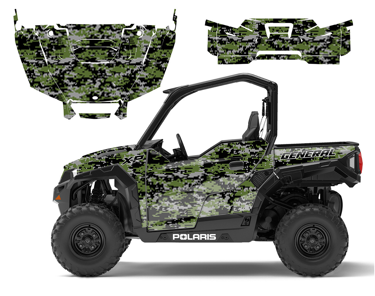 Polaris General 1000 XP Army Green Digital Camo graphics decal kit