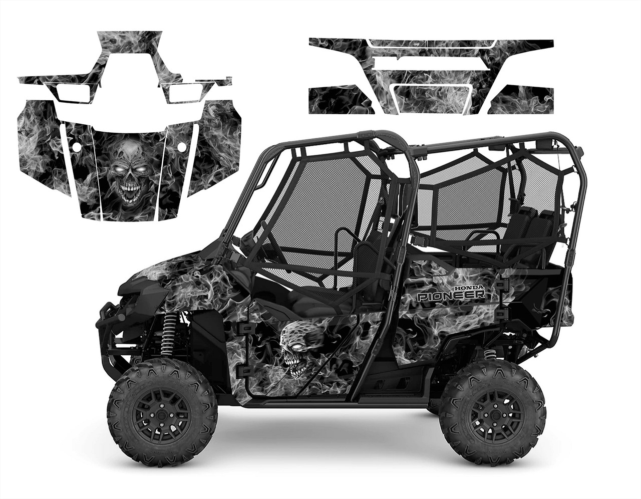 2016-2022 Honda Pioneer 700-4 graphic decal kit with Zombie Skull