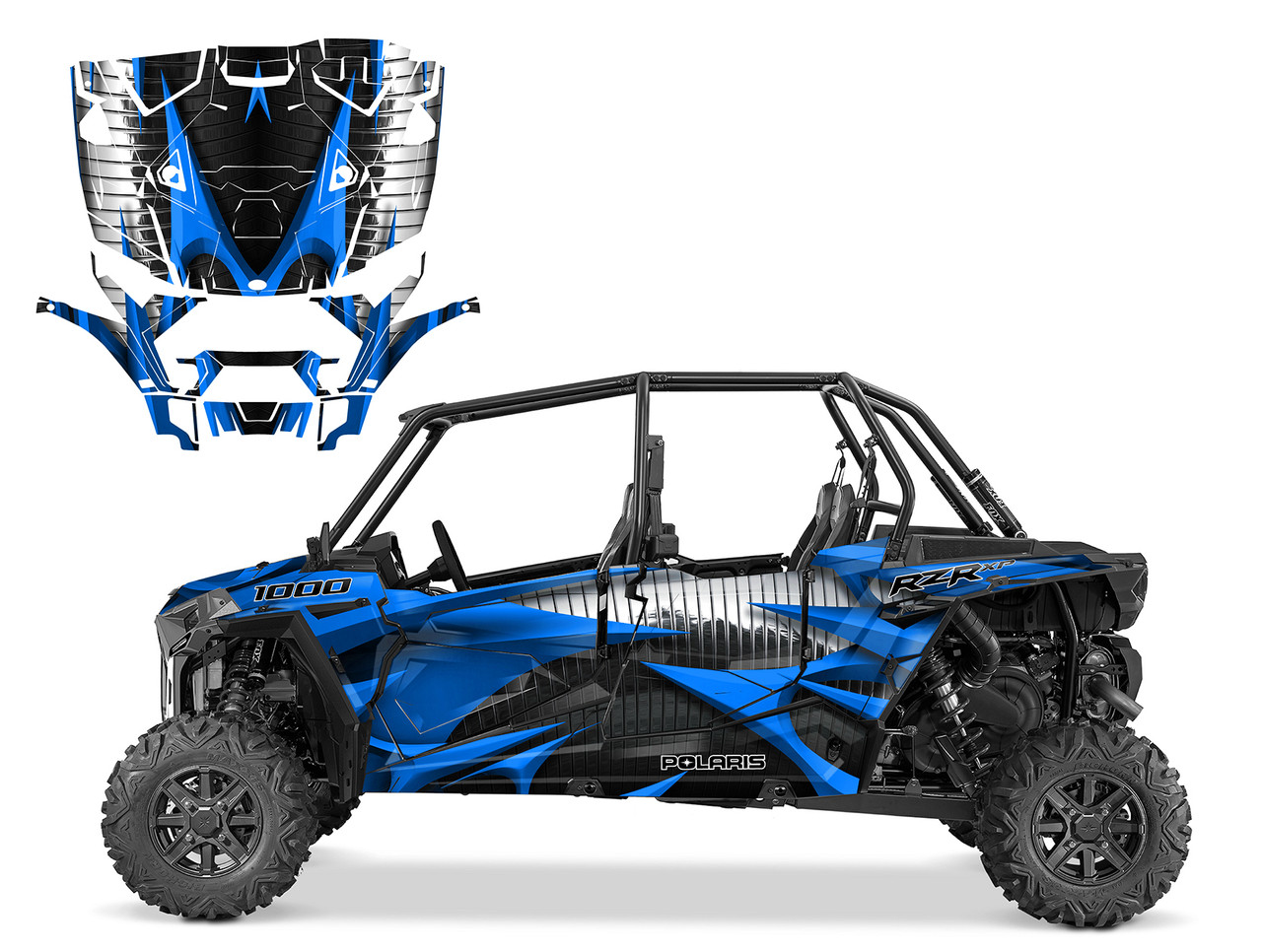 2023 RZR4 graphics wrap kit design 1900 blue