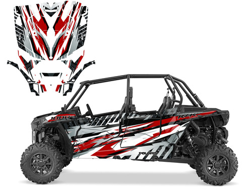 2022 Polaris RZR 4 turbo xp graphics decal kit design V3001 red