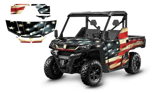 2019-2024 CFMOTO Uforce 1000 graphics wrap kit with Tattered American Flag