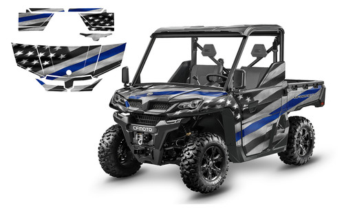 2019-2024 CFMOTO Uforce 1000 graphics wrap kit with the Thin Blue Line Flag
