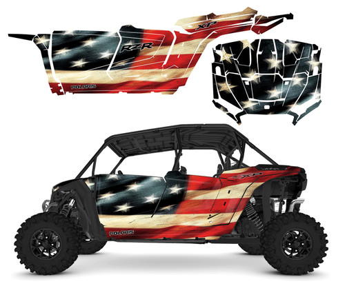 2024 -2025 RZR4 1000XP Tattered Flag graphic decal kit