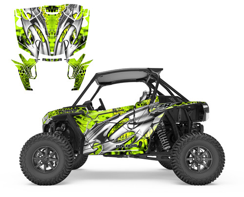 2023 Polaris RZR 1000 XP Turbo S graphics wrap kit Kryptic Tribal Lime