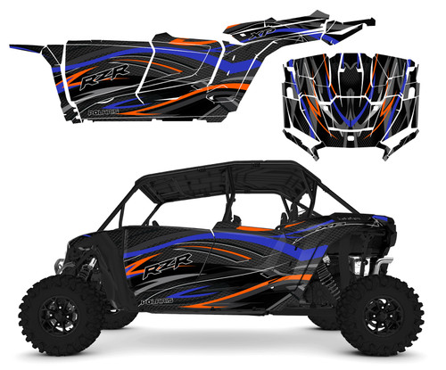 2024 -2025 RZR4 1000XP Graphics design V1001 Blue orange 2024 -2025 RZR4 1000XP Graphics design V1001 Blue orange